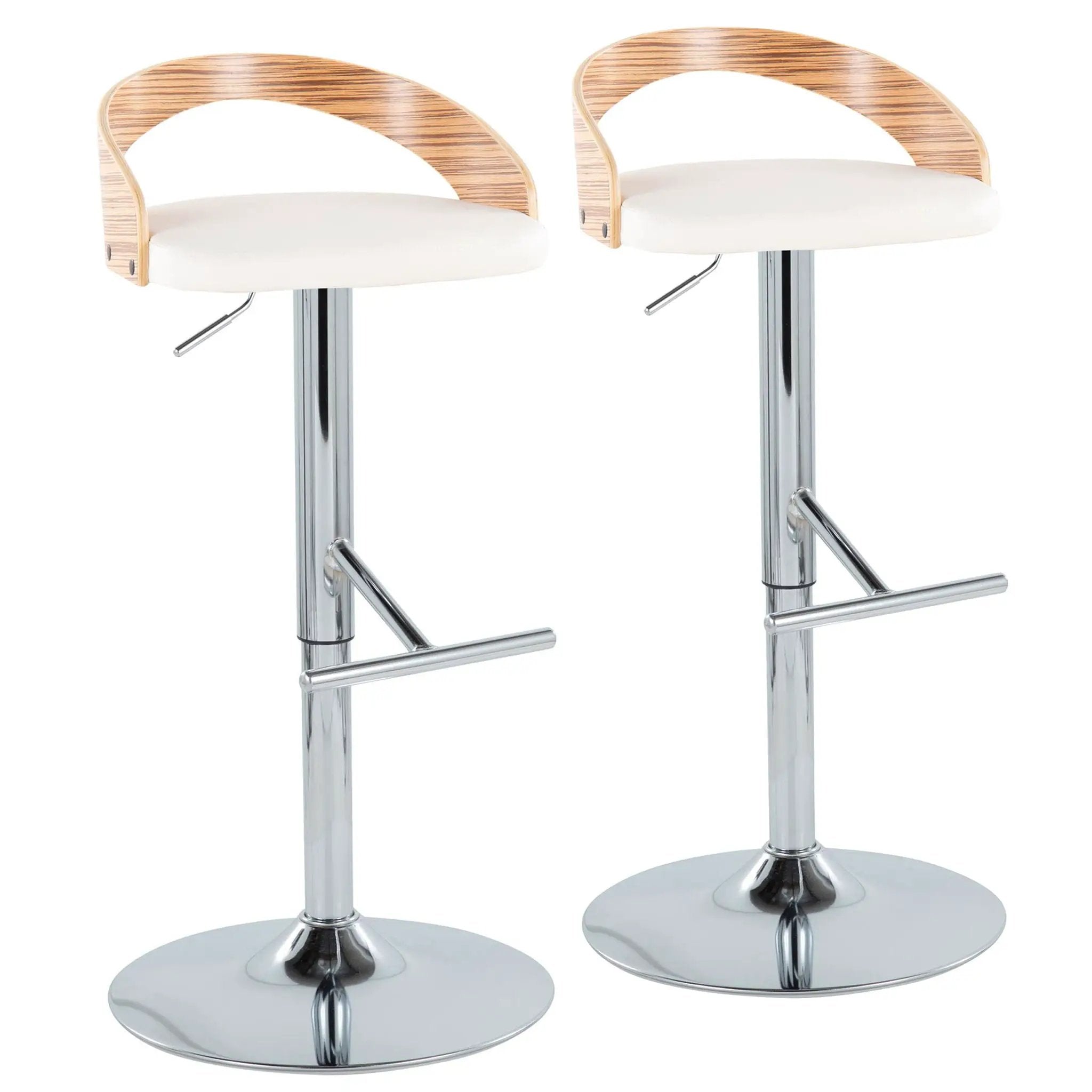 Grotto - Contemporary Adjustable Height Barstool With Swivel With Straight T Footrest (Set of 2) by Unique Piece Furniture