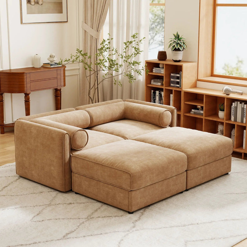 Contemporary Elegant Sofa With Storage And Ottoman by HouseOfZazla