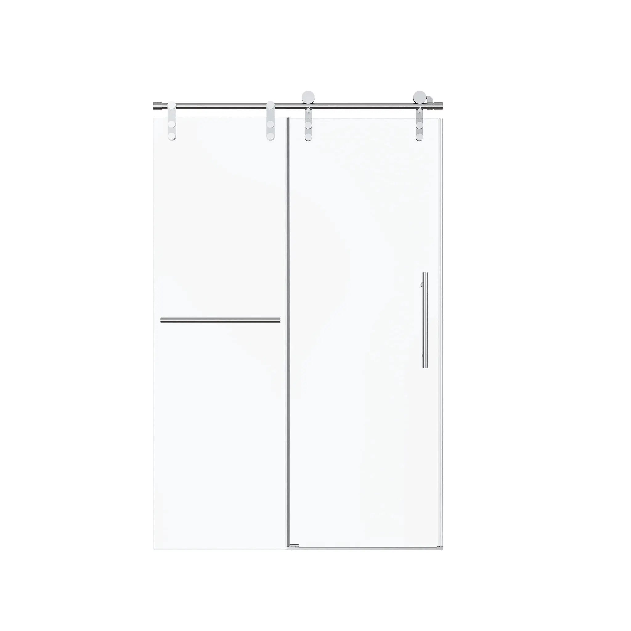 Frameless Single Sliding Shower Doors With Towel Rail & Handle by HouseOfZazla