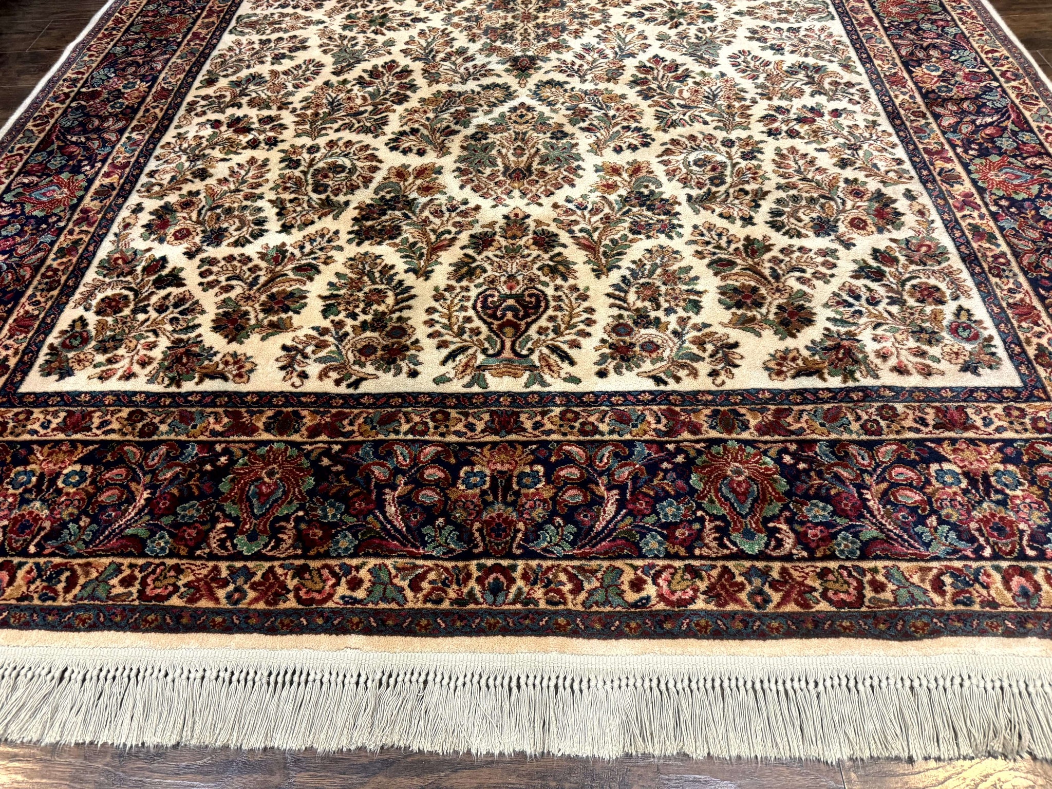 8.8 x 12 Karastan Ivory Sarouk Rug #760, Wool Pile, Vintage, Original 700 Series by Jewel Rugs