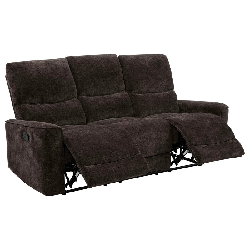 Navarro Chenille Upholstered Reclining Sofa Dark Brown by Unique Piece Furniture