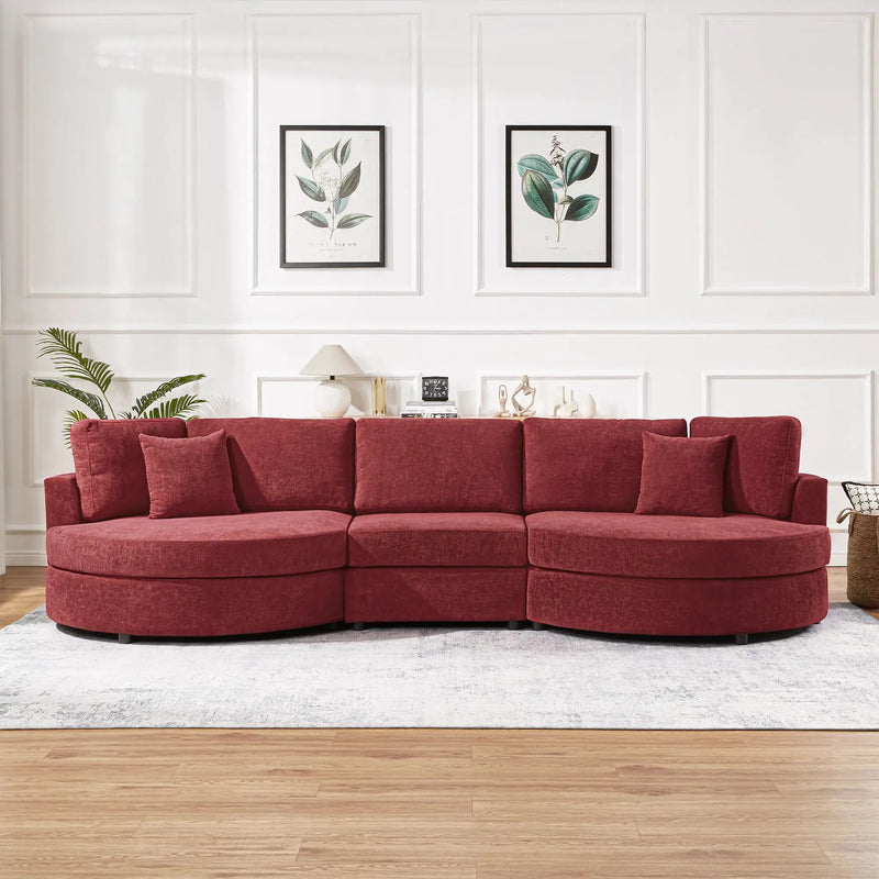 Modern 3 Seater Upholstered Sofa With Curved Design by HouseOfZazla
