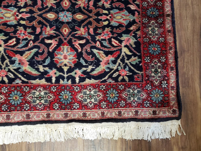 Antique Persian Sarouk Rug 3x5, Navy Blue, Allover Pattern, Hand Knotted by Jewel Rugs