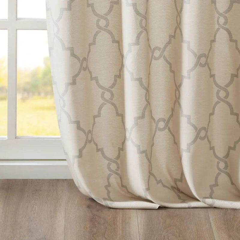 Fretwork Print Grommet Top Window Curtain Panel (One Panel) by HouseOfZazla