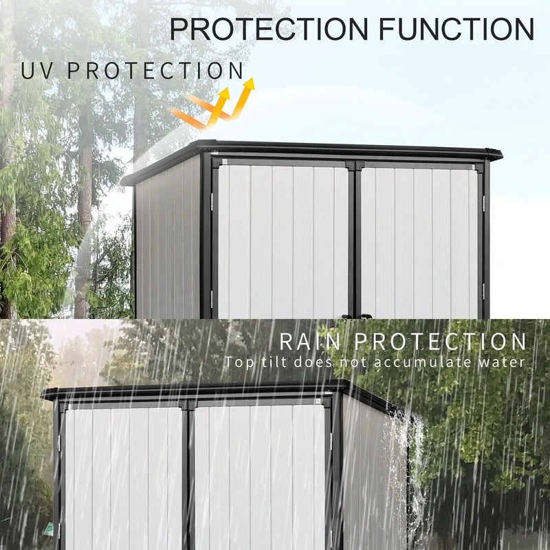 5X3Ft Outdoor Storage Shed Waterproof Resin Cabinet With Lockable Doors For Bikes And Patio Furniture - Black by HouseOfZazla