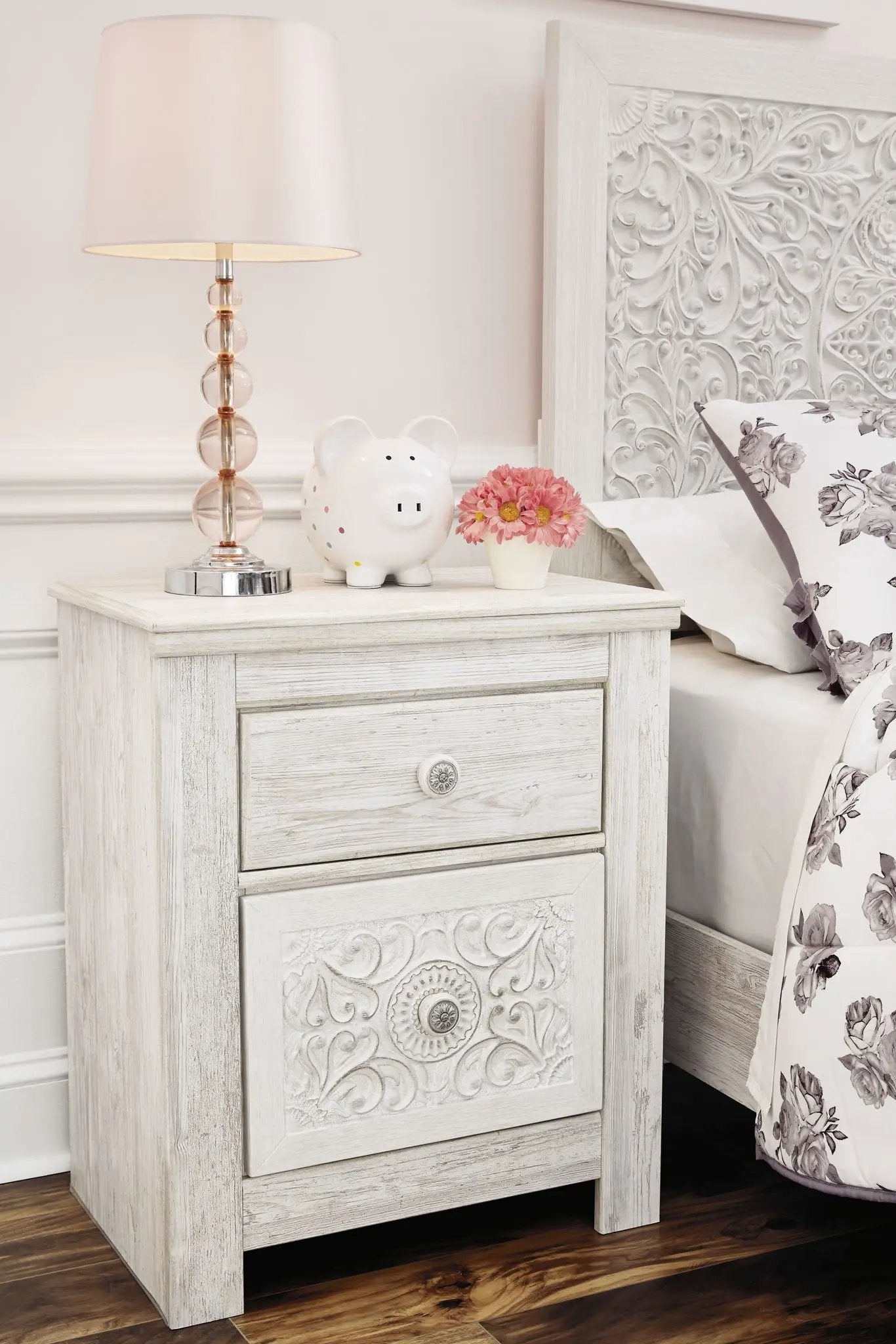 Paxberry - Two Drawer Night Stand - Whitewash by Unique Piece Furniture