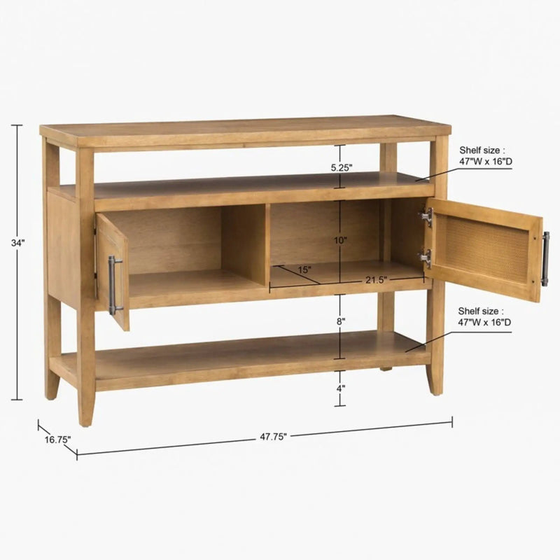 Naomi - 2 Door Storage Console Table With Ample Shelving - Natural by Unique Piece Furniture