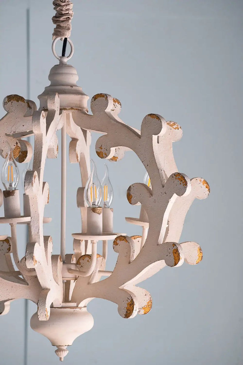 6 Light Chandelier, Hanging Light Fixture With Adjustable Chain For Kitchen, Bulb Not Included - White by Unique Piece Furniture