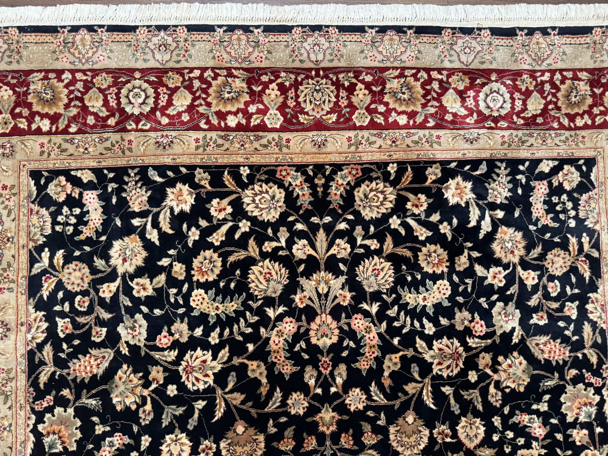 Sino Persian Rug 8x10, Black and Red, Floral Allover by Jewel Rugs