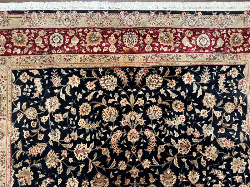 Sino Persian Rug 8x10, Black and Red, Floral Allover by Jewel Rugs