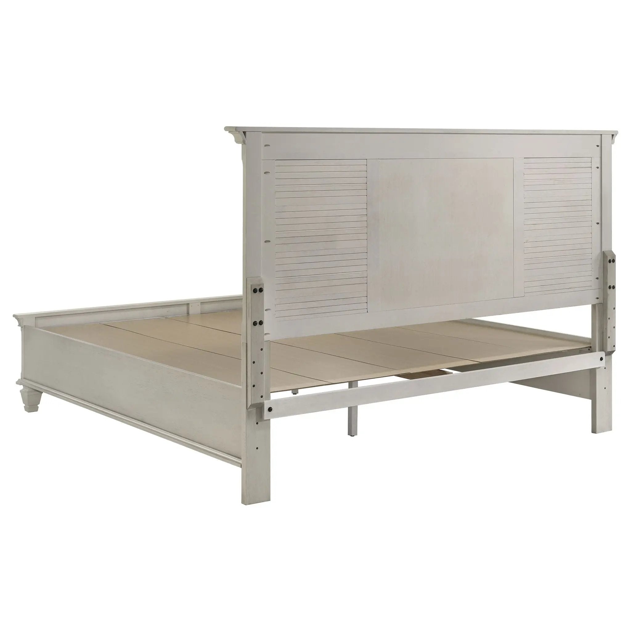 Franco Wood Eastern King Storage Panel Bed Distressed White by Unique Piece Furniture