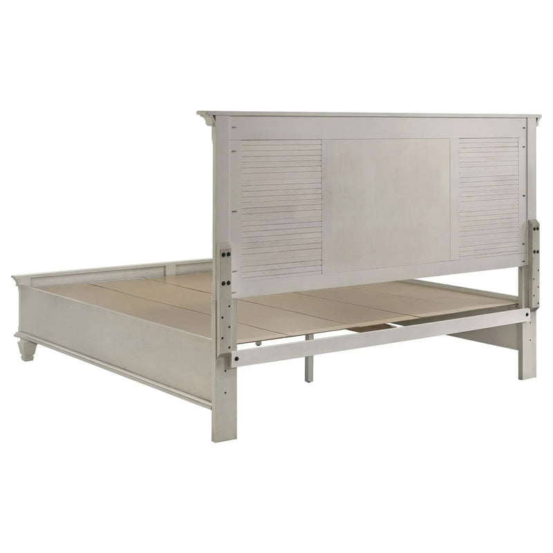 Franco Wood Eastern King Storage Panel Bed Distressed White by Unique Piece Furniture