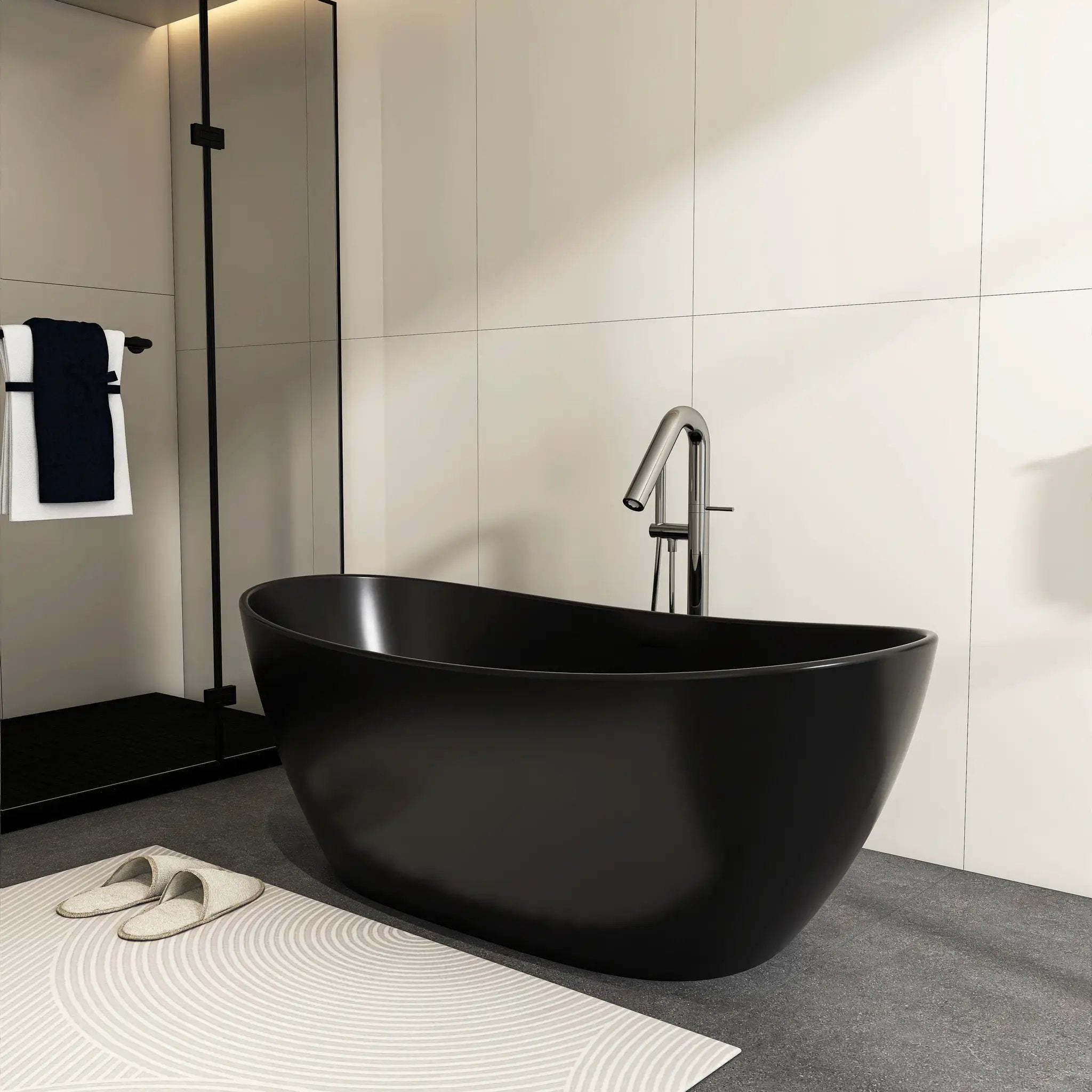 65 Inch Artificial Stone Solid Surface Freestanding Bathroom Bathtub by HouseOfZazla