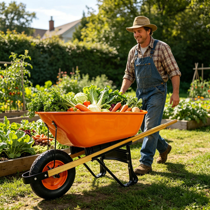 Steel Tray Wheelbarrow Two-Wheeled Trolley for Garden Use by HouseOfZazla