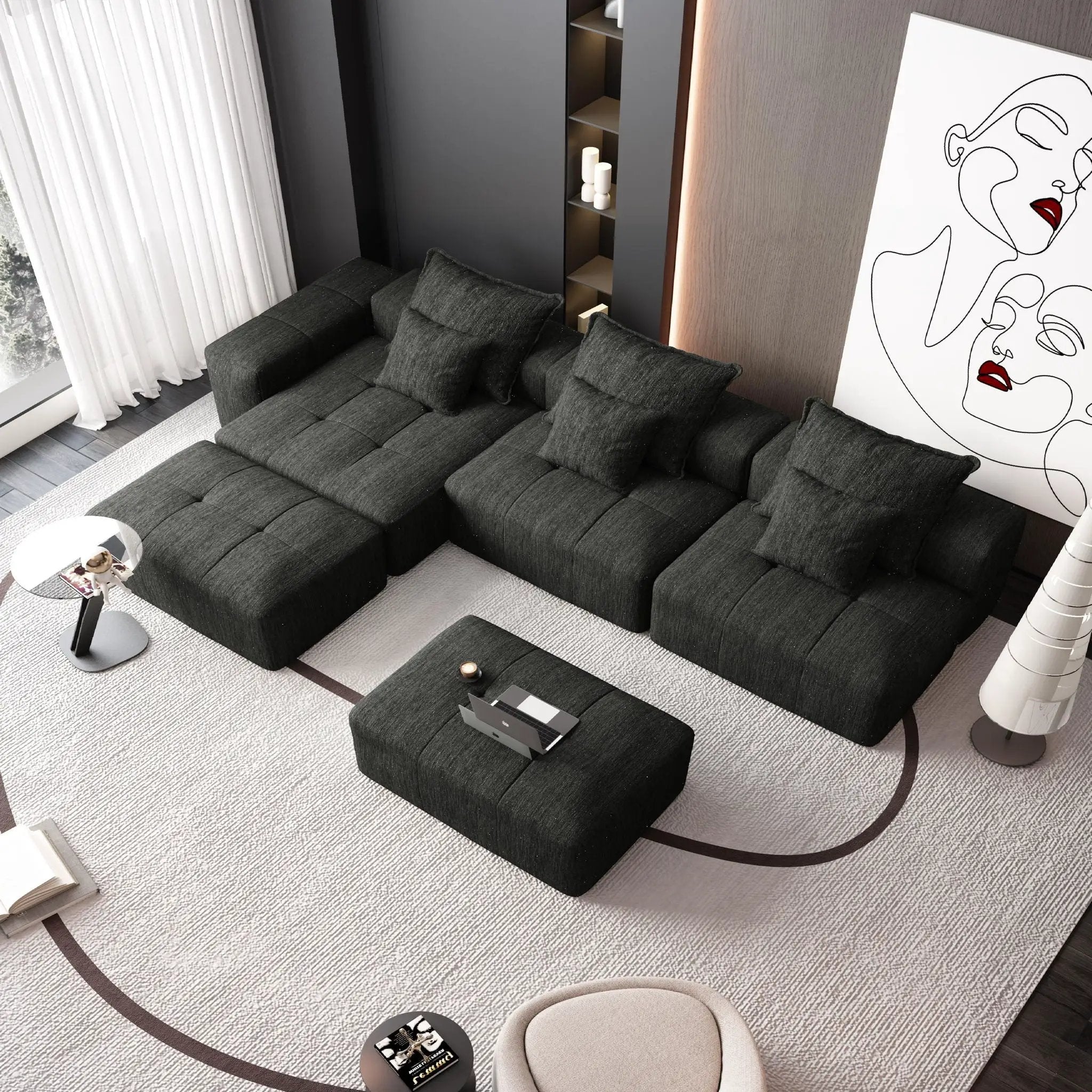 Modern Oversized DIY Combination Modular Sectional Sofa With Pillows by HouseOfZazla