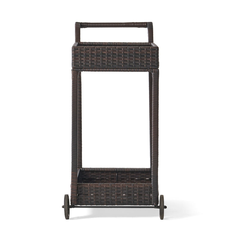 Resin Wicker Bar Cart With Metal Frame - Brown by HouseOfZazla
