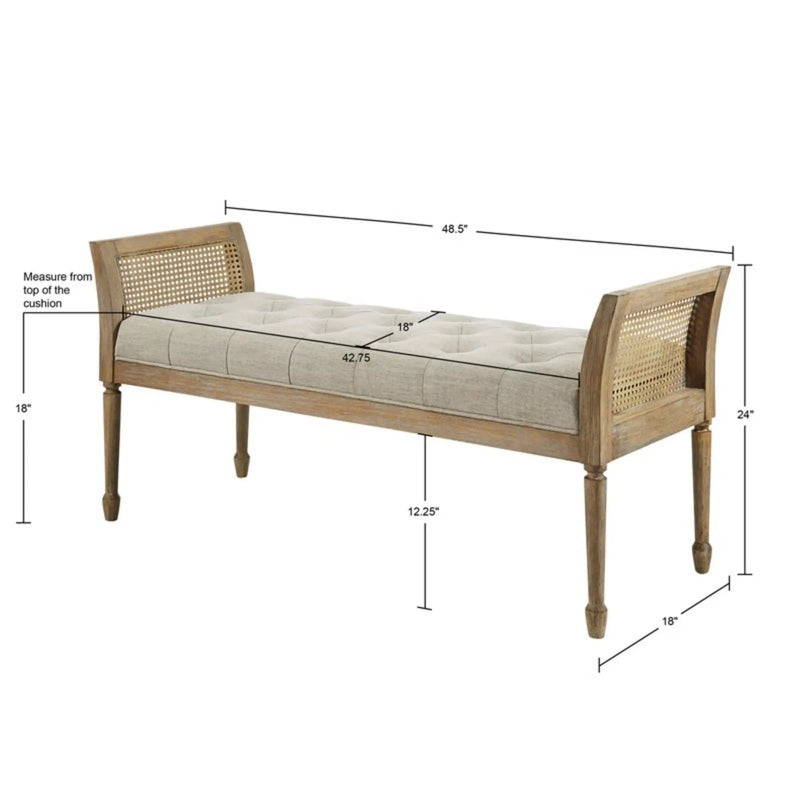 Accent Bench With Arm - Natural by HouseOfZazla