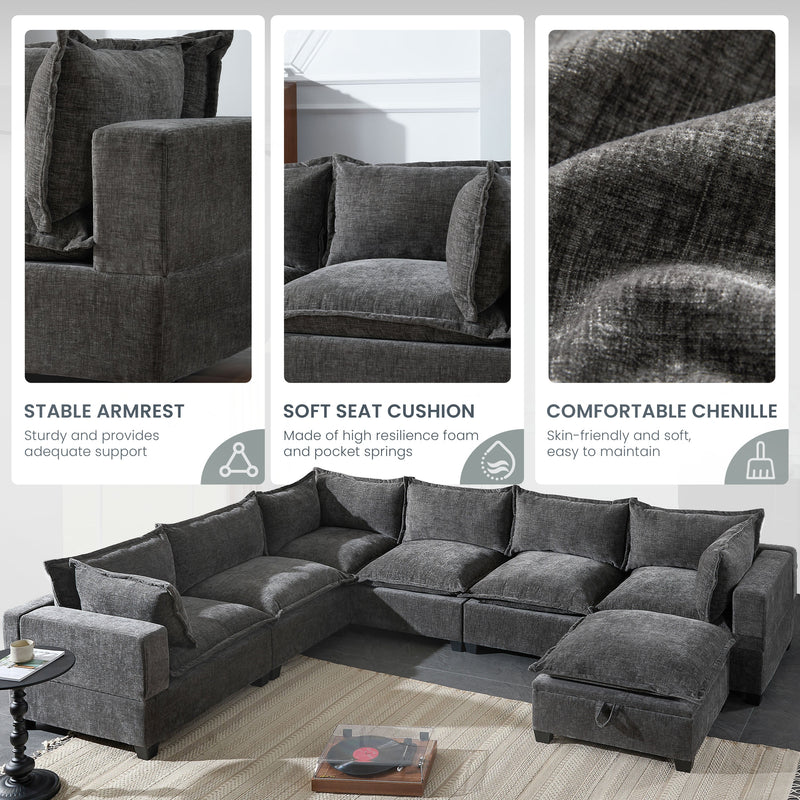 117.5'' Modular Sectional Sofa with Movable Storage Ottoman by HouseOfZazla