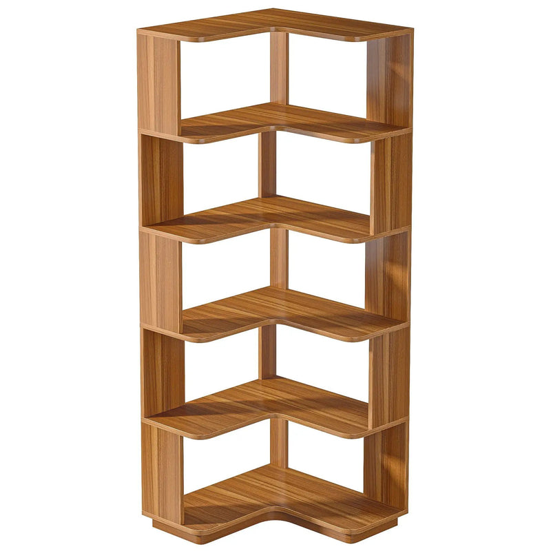 6 Tier Corner Bookshelf, L-Shaped Freestanding Shelf With Anti Drop Panels by HouseOfZazla