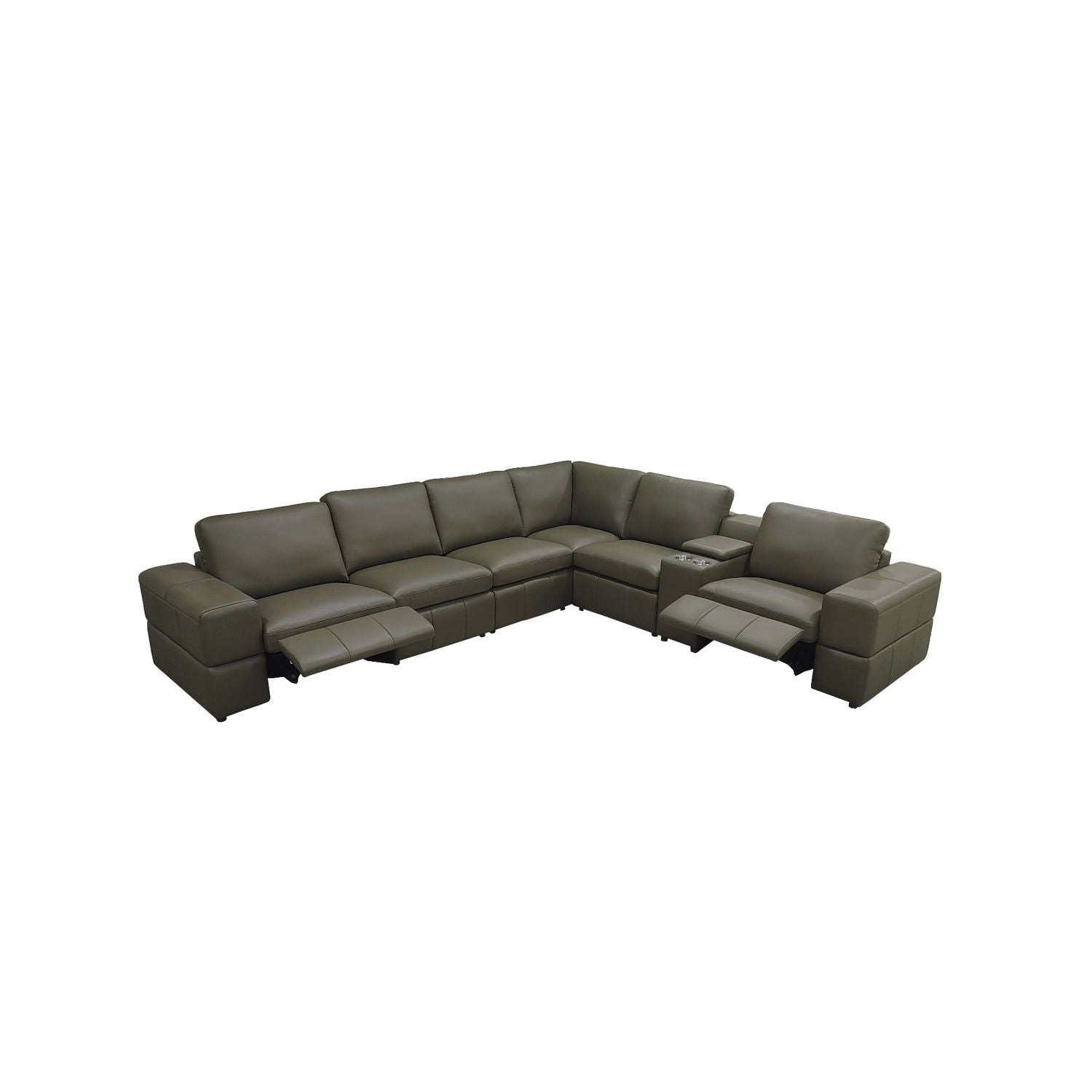 Upholstered Large Arms Sectional With Recliner Seats by Unique Piece Furniture