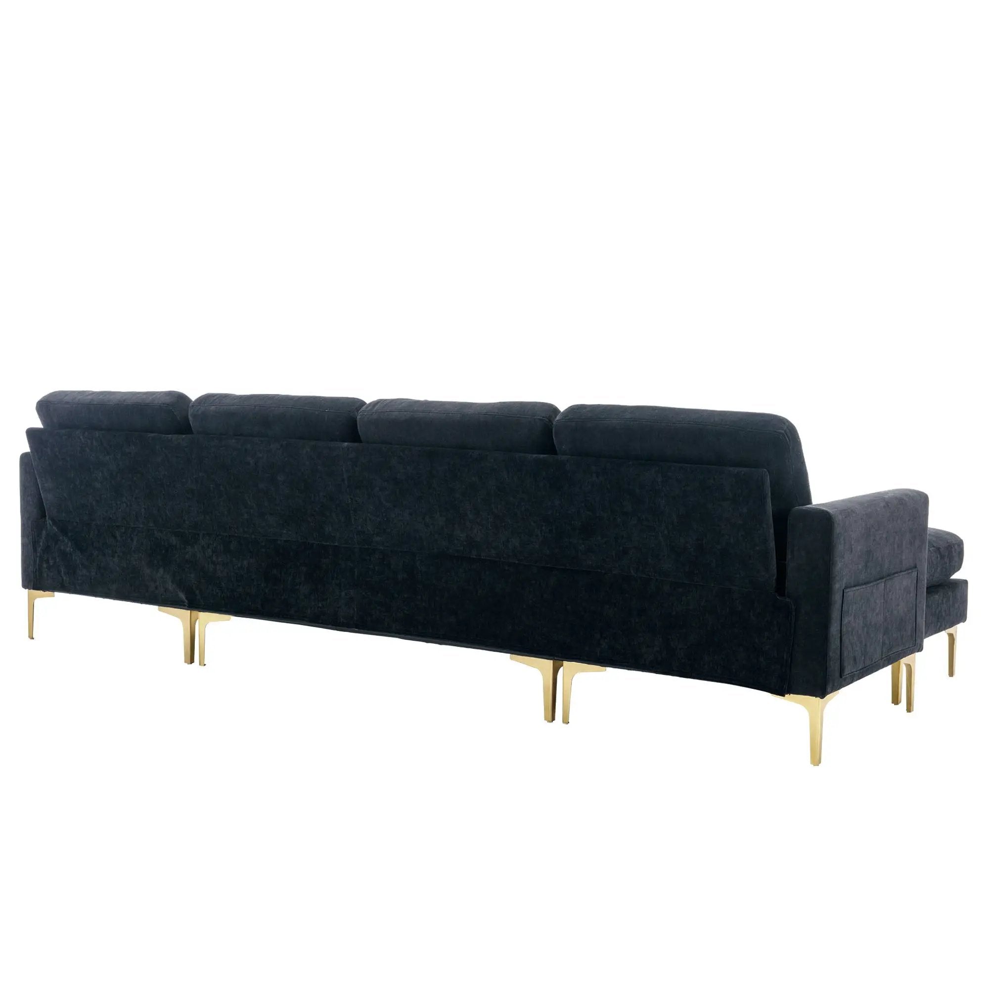 Modern L - Shape Convertible Sectional Sofa With Movable Ottoman by HouseOfZazla