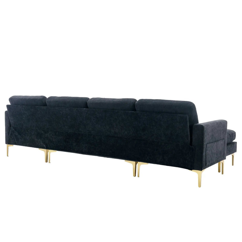 Modern L - Shape Convertible Sectional Sofa With Movable Ottoman by HouseOfZazla