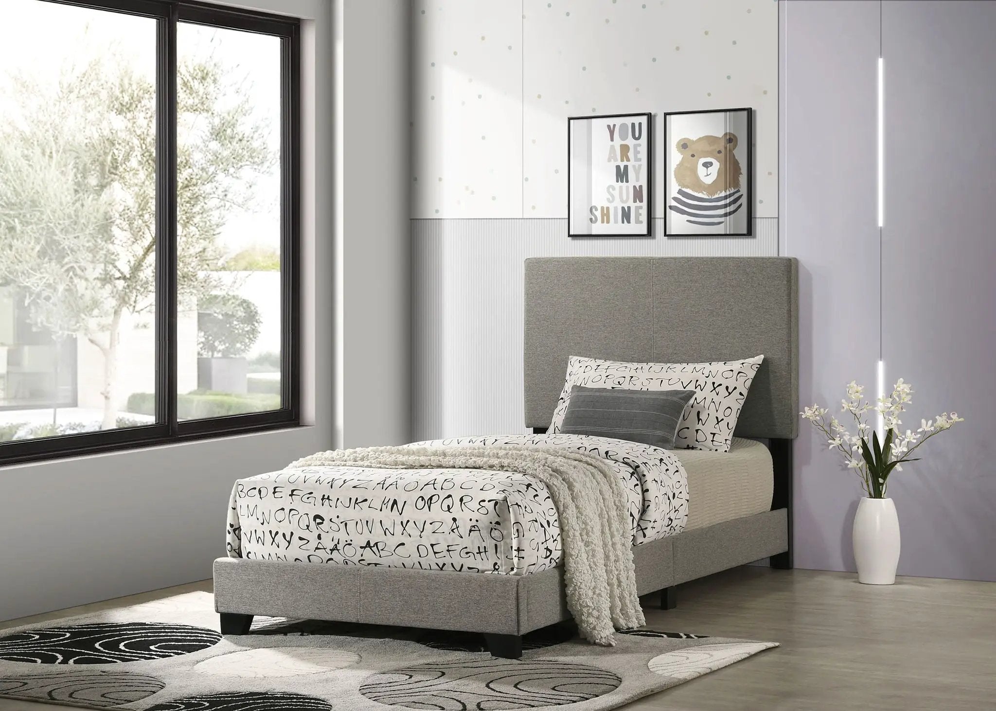 Dorian Fabric Upholstered Twin Panel Bed Taupe by Unique Piece Furniture