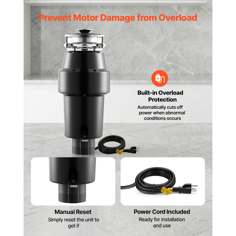 Food Waste Garbage Disposal, 1HP 3700RPM DC Motor by HouseOfZazla