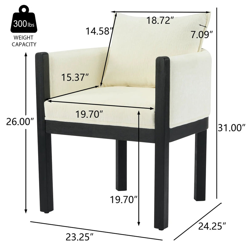Linen Upholstered Armchair with Black Rubber Wood Legs by HouseOfZazla