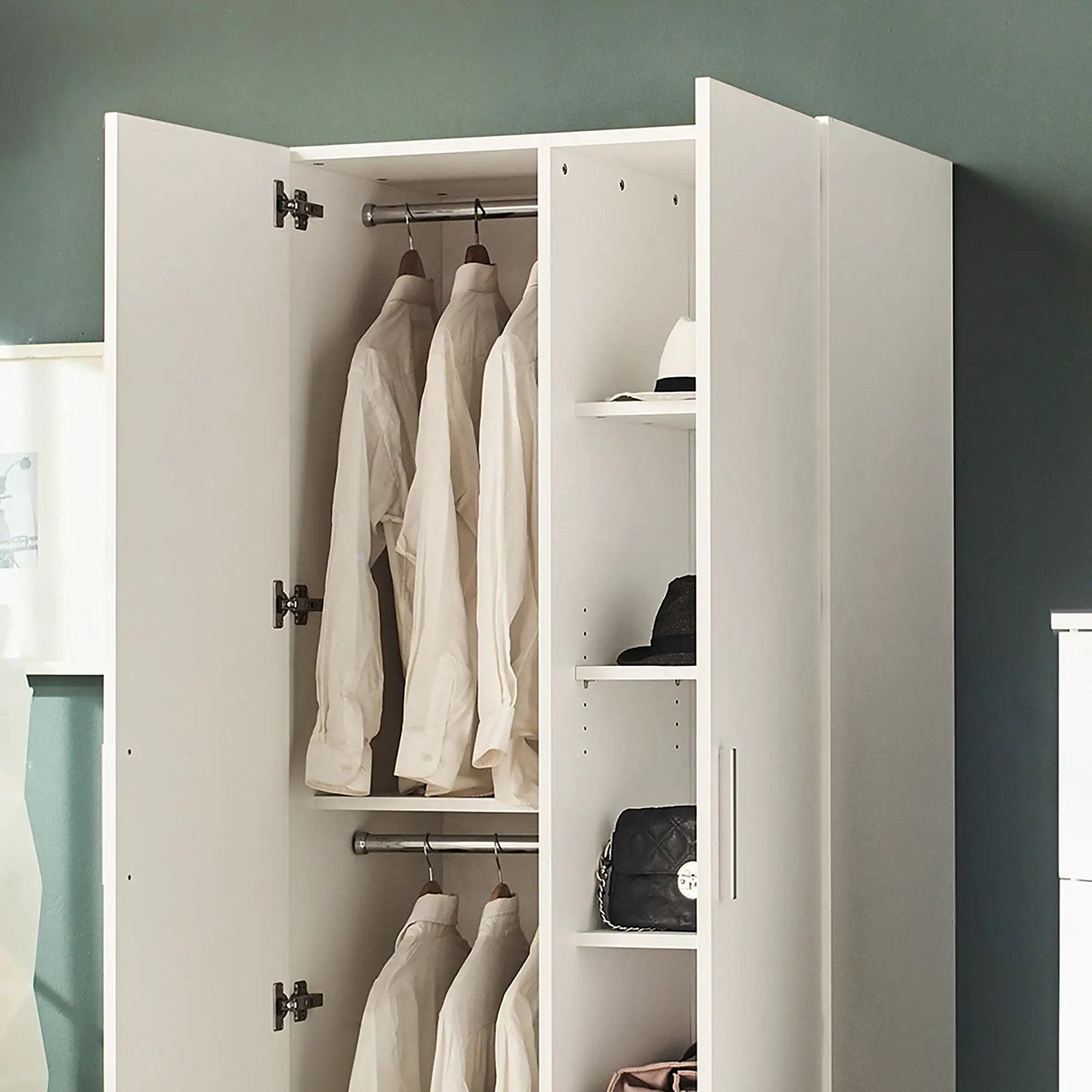 Viviane - Closet With Hanging Bars And 5 Shelves - White by HouseOfZazla