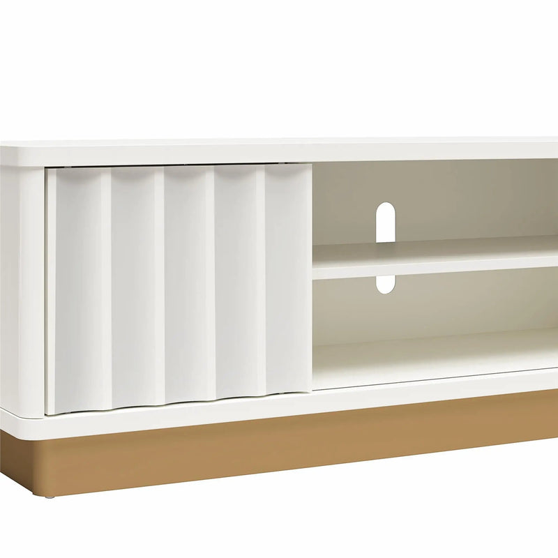 Rene - Scalloped TV Stand For TVs Up To 65" - White by HouseOfZazla