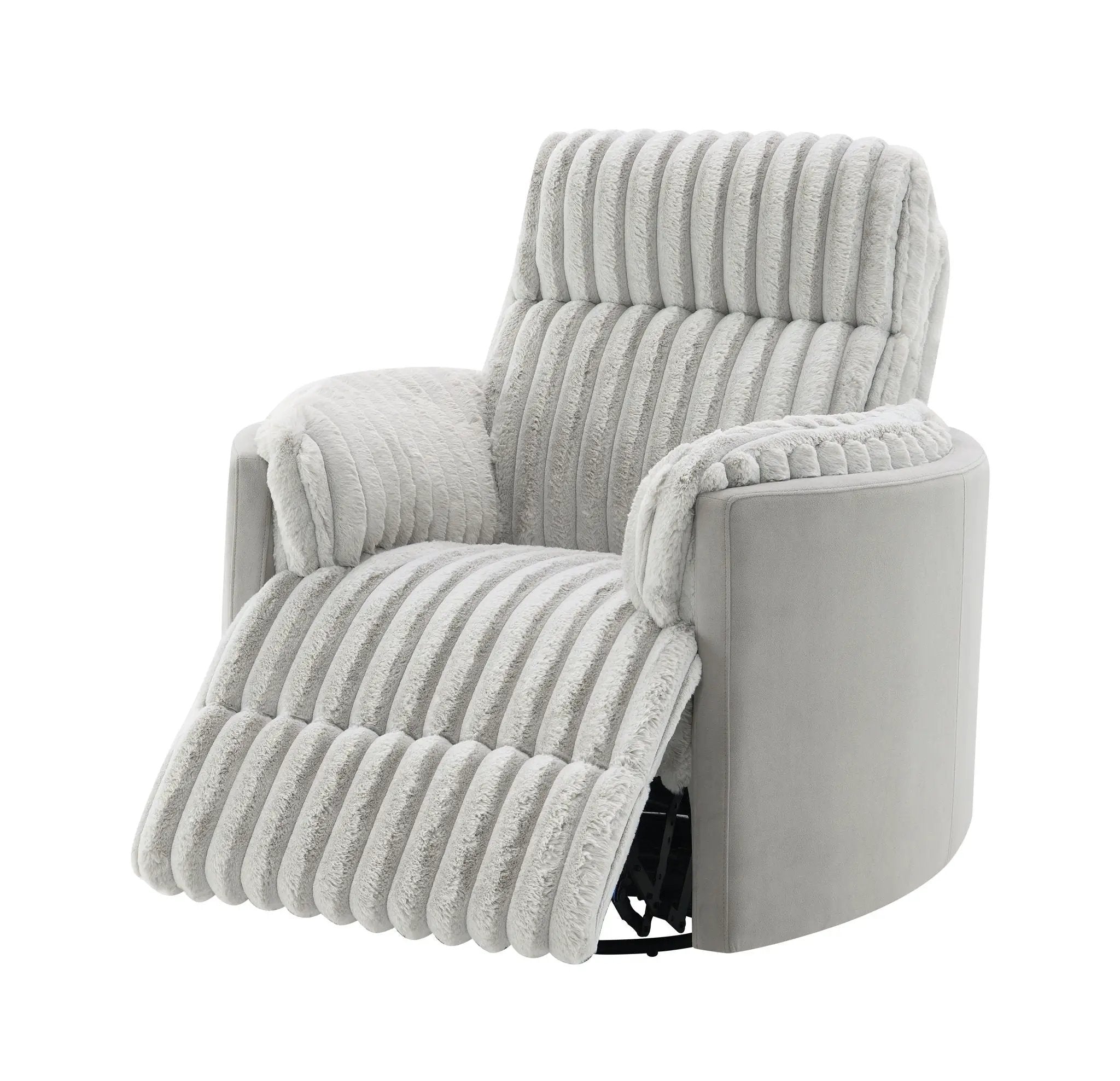 Emee - Corduroy Glider Recliner With Swivel - Gray by Unique Piece Furniture