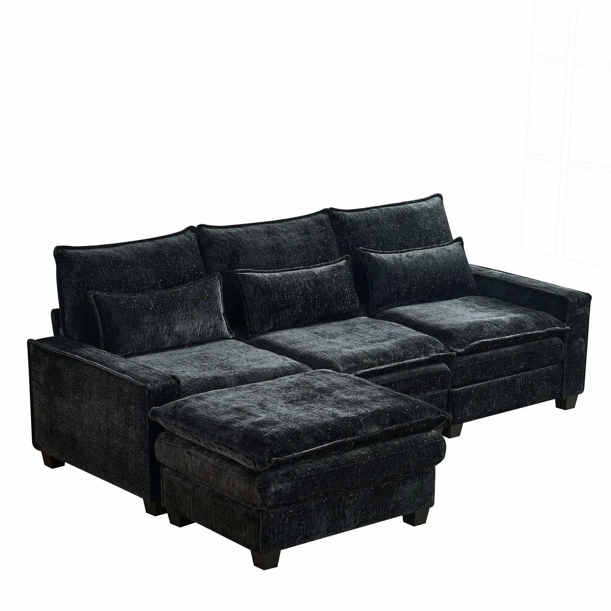 Modern Comfy L Shaped Sectional Sofa With Movable Ottoman by Unique Piece Furniture