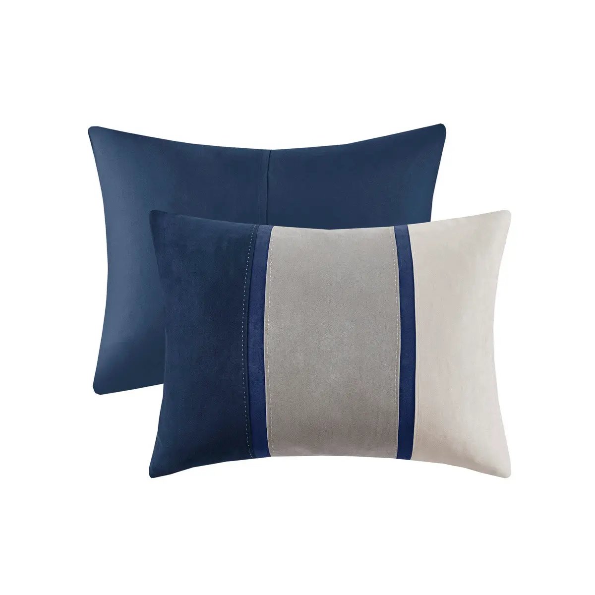 7 Piece Faux Suede Comforter Set Blue King by HouseOfZazla