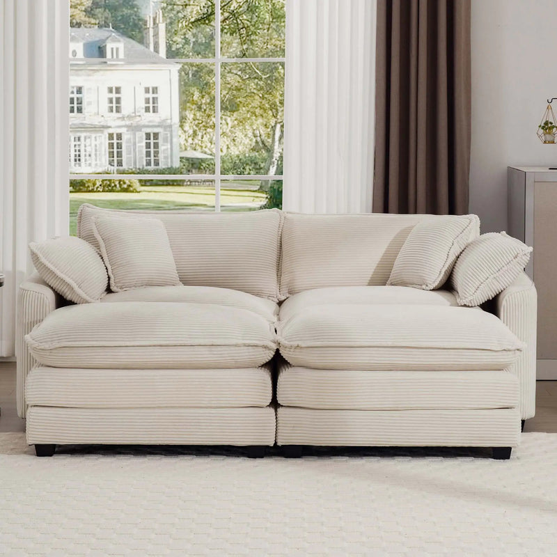 Modern Oversized Modular Cushion Sofa With Ottoman, Low Back, Deep Seating Sofa Set by HouseOfZazla