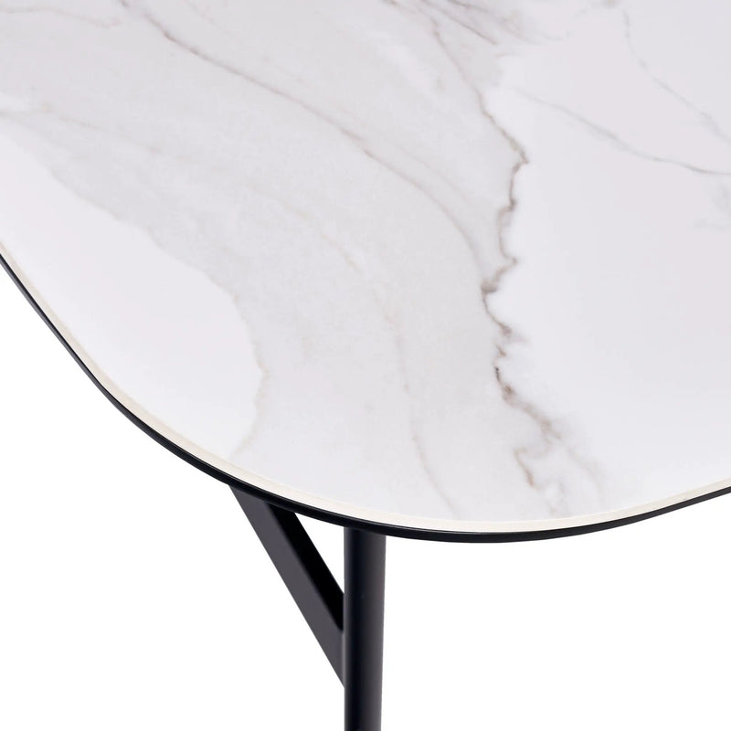 Modern Rectangular Rock Plate Coffee Table Open Space Design Golden Metal Frame Minimalist Living Room Center Table For Lounge Office - Black White by HouseOfZazla
