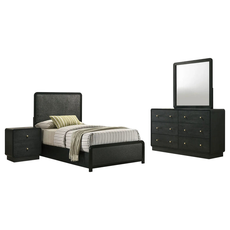 Cavelle 4-piece Twin Bedroom Set Black by Unique Piece Furniture