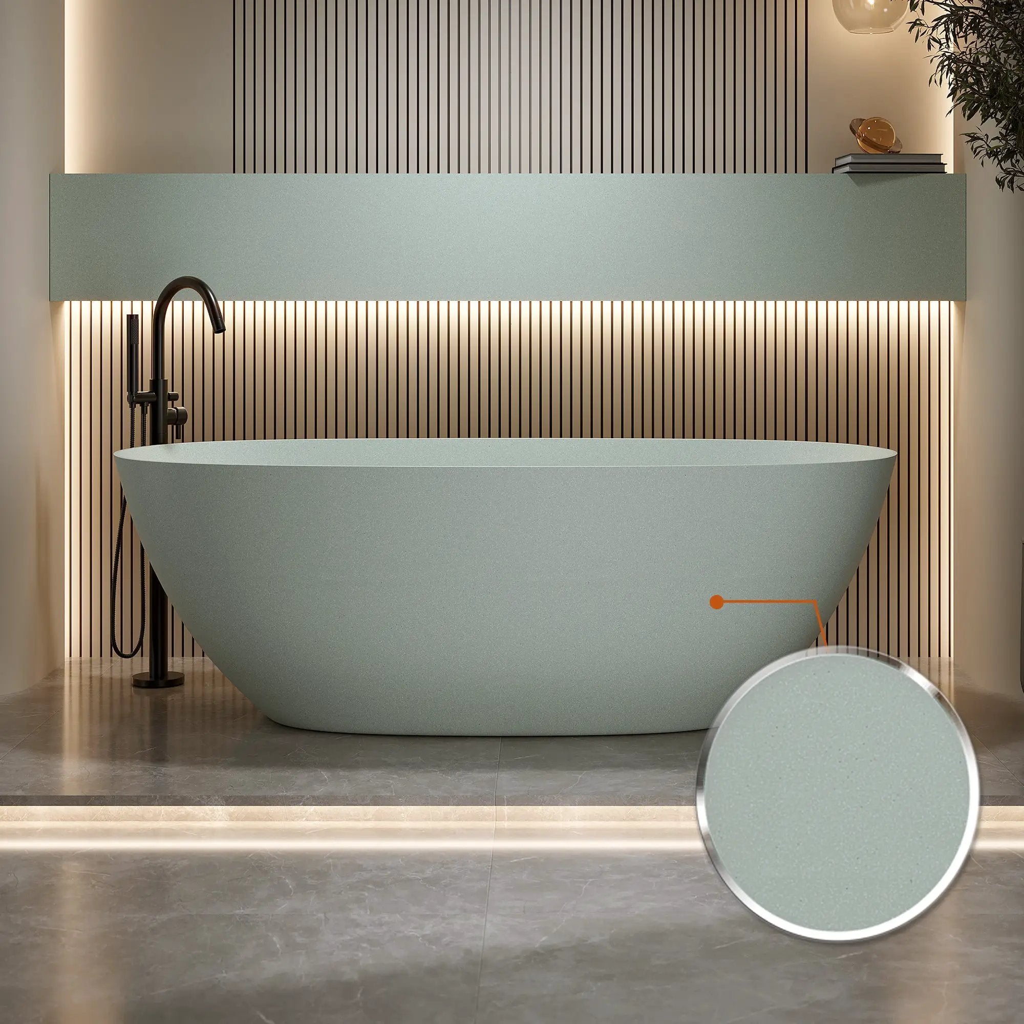 69'' Freestanding Bathtub Resin Stone Soaking Bathtub by HouseOfZazla