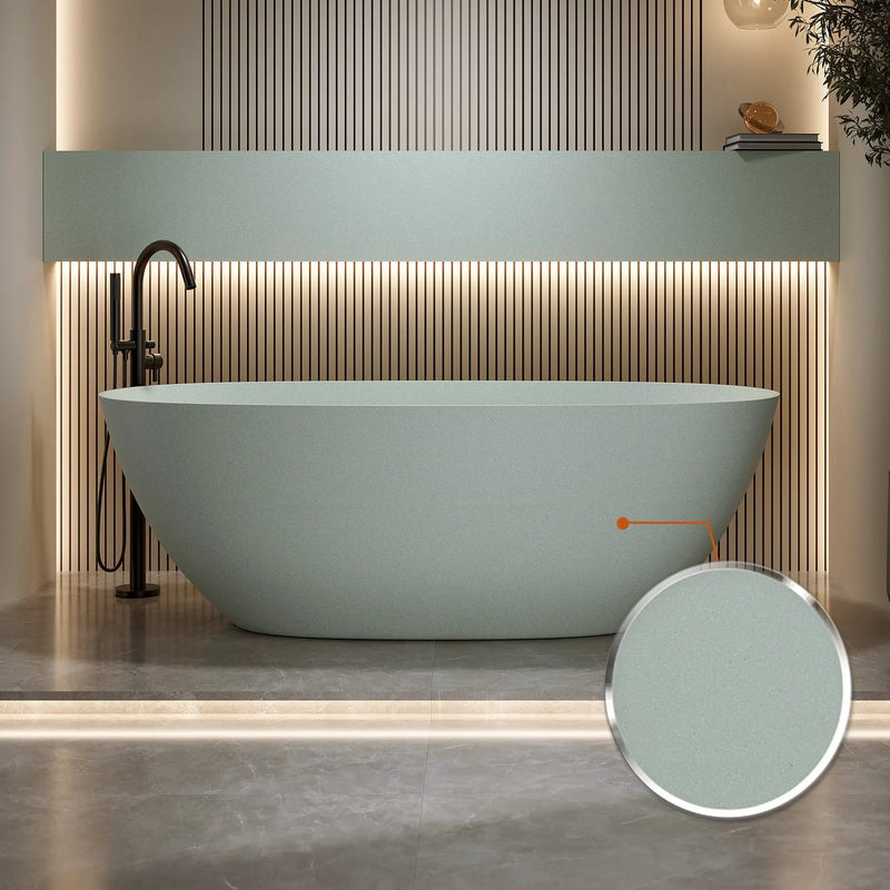 57'' Freestanding Bathtub Resin Stone Soaking Bathtub by HouseOfZazla