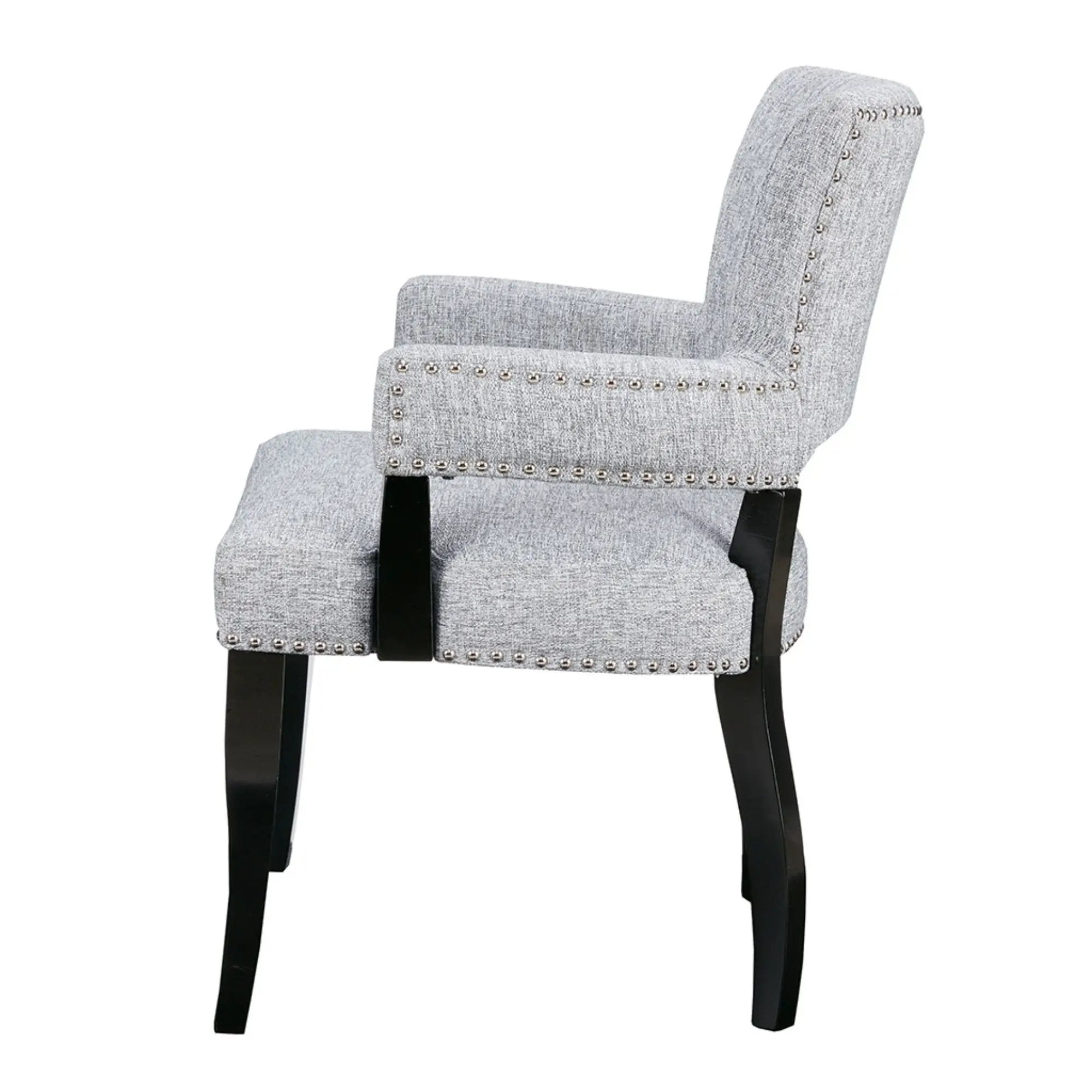 Elegant Arm Dining Chair With Brass Nail Head Detailing by Unique Piece Furniture