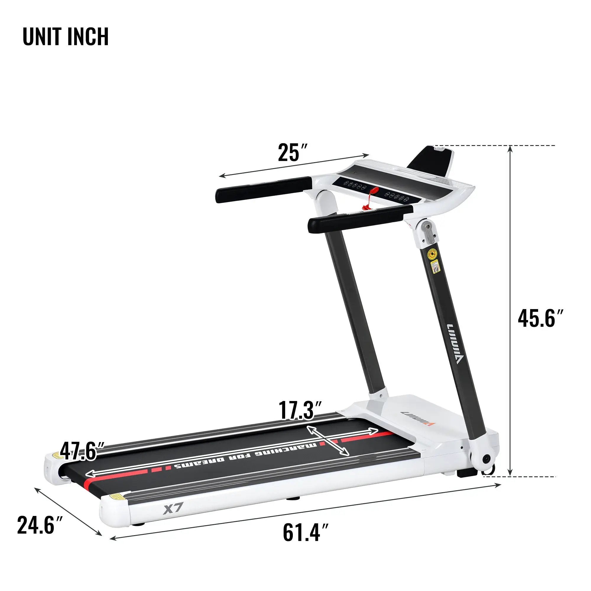 Portable Compact Treadmill, Electric Motorized 3.5Hp, 14Km / H, Medium Running Machine Motorised Gym 330Lbs, Foldable For Home Gym Fitness Workout Jogging Walking, Bluetooth Speaker App Fitime - White by HouseOfZazla