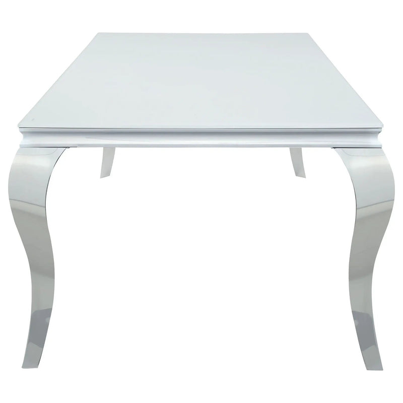Carone Rectangular 81-inch Glass Top Dining Table White by Unique Piece Furniture