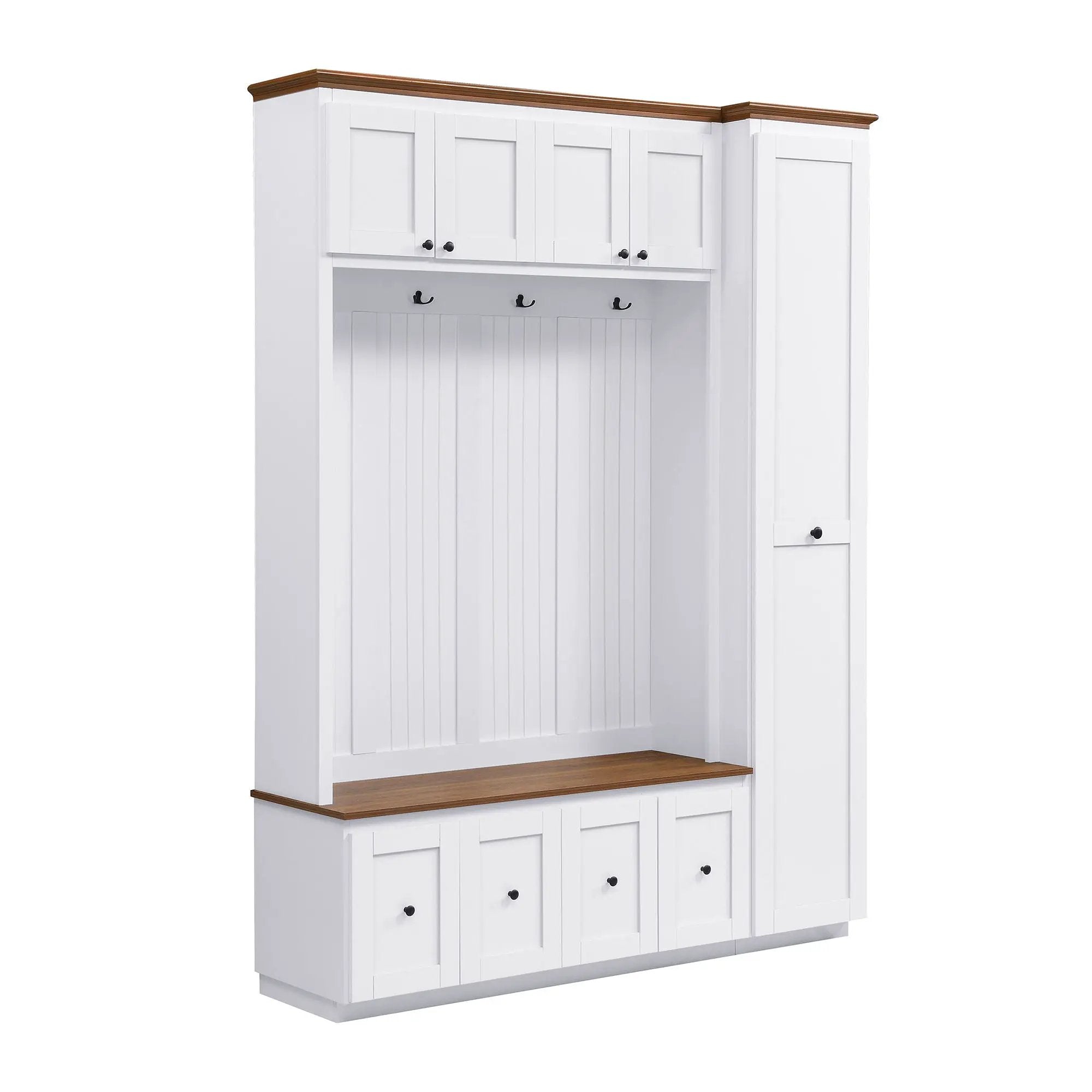 Entryway Hall Tree With Storage Bench, Coat Rack Shoe Bench With Cabinets by Unique Piece Furniture