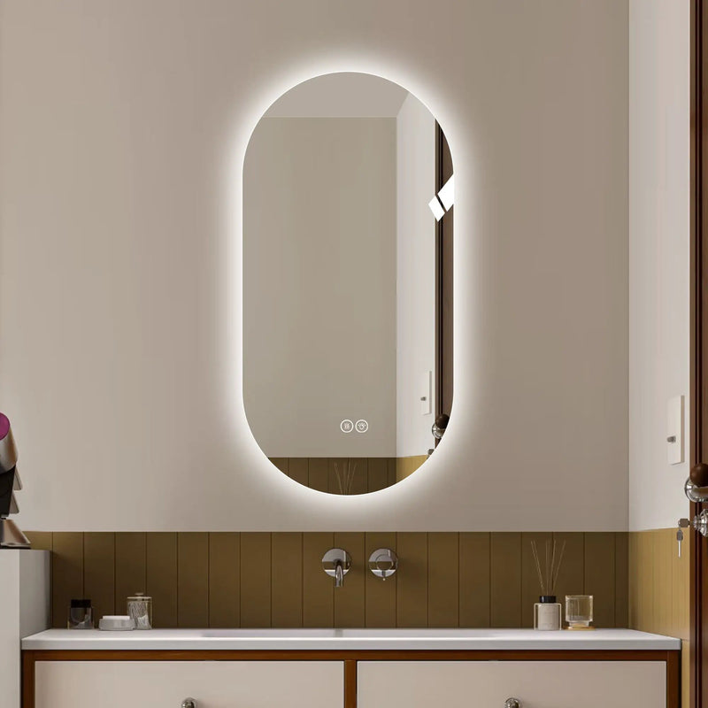 Smart Wall Mounted LED Touch Screen Mirror With Anti Fog Function And Adjustable Lighting - Antique Silver by HouseOfZazla