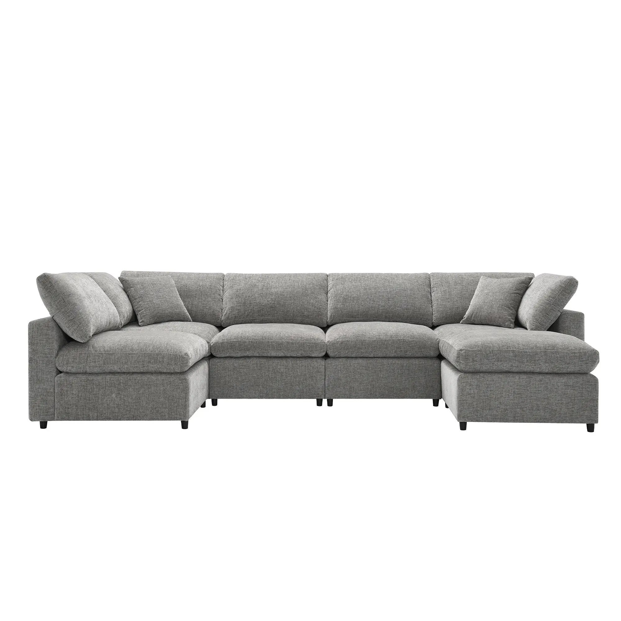Modern Modular Cloud Sofa Bed, 6 Seat Sectional Couch Set With Ottoman, Free Combination, Convertible U Shaped Sleeper Sofa For Living Room by HouseOfZazla