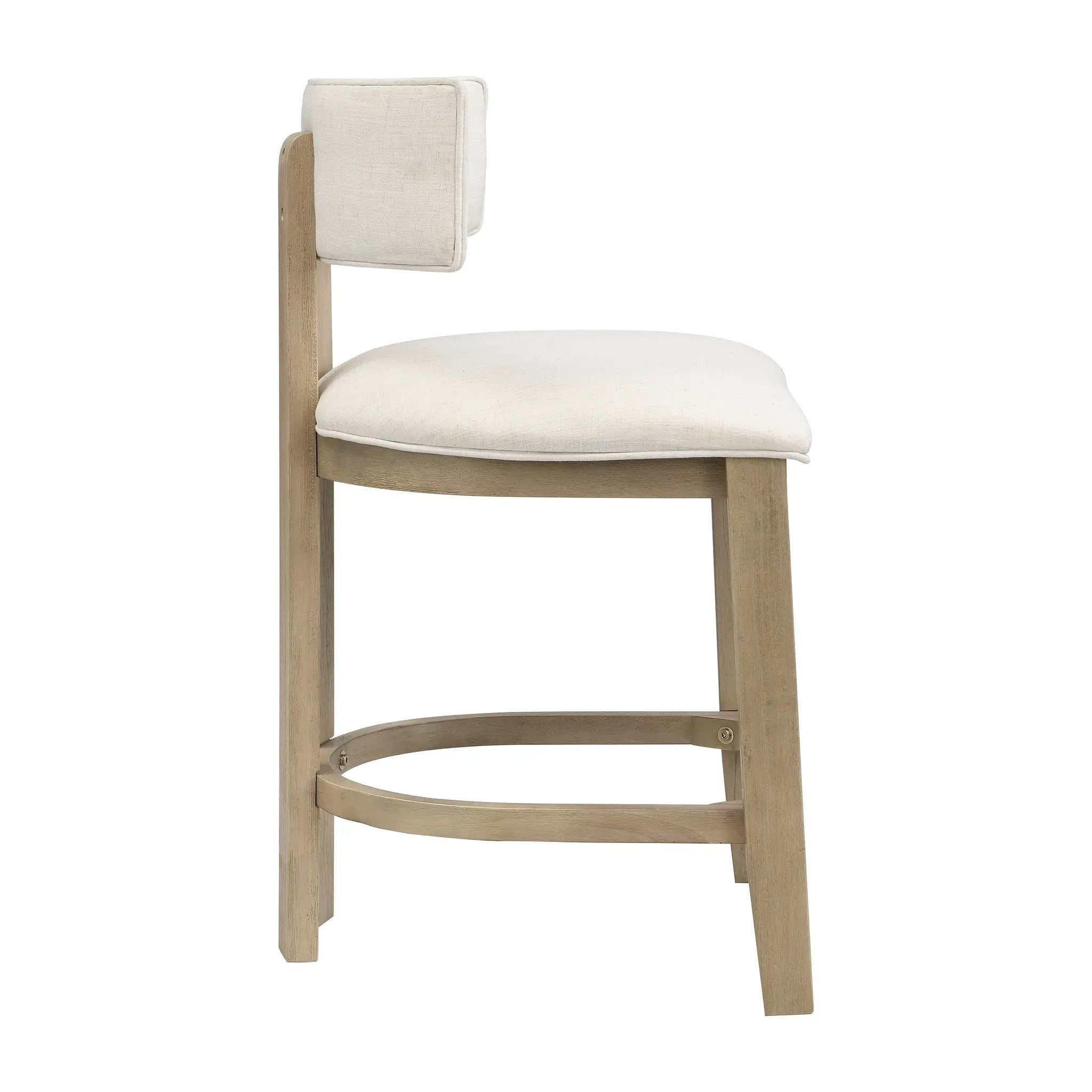 26" Counter Height Bar Stool, Upholstered Counter Stools (Set of 2) - Light Ash + Beige by HouseOfZazla