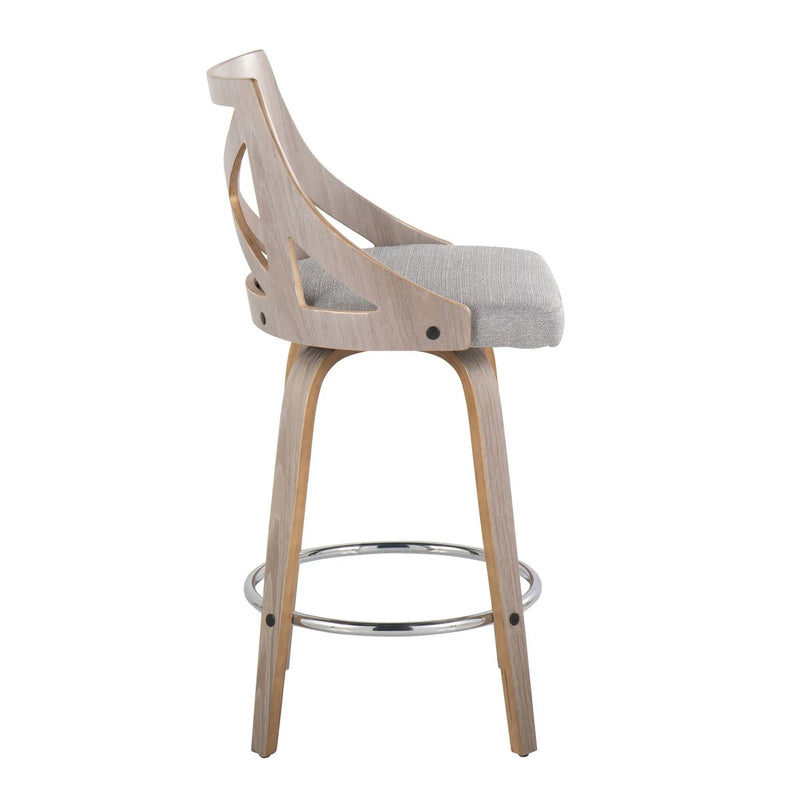 Charlotte - Farmhouse Fixed Height Counter Stool With Round Footrest (Set of 2) by HouseOfZazla