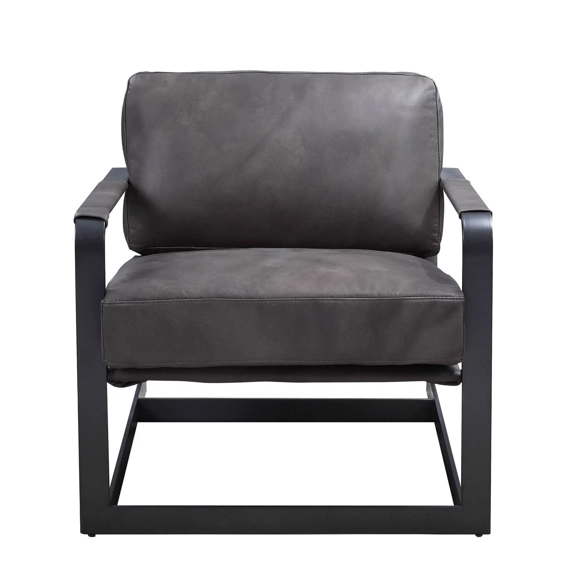 Locnos - Accent Chair - Gray Top Grain Leather & Black by Unique Piece Furniture