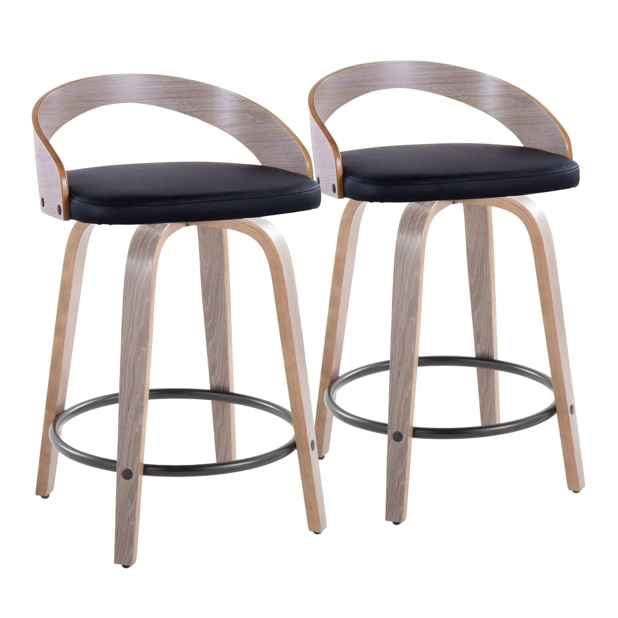 Grotto - Contemporary Fixed Height Counter Stool & Swivel With Round Footrest (Set of 2) by HouseOfZazla