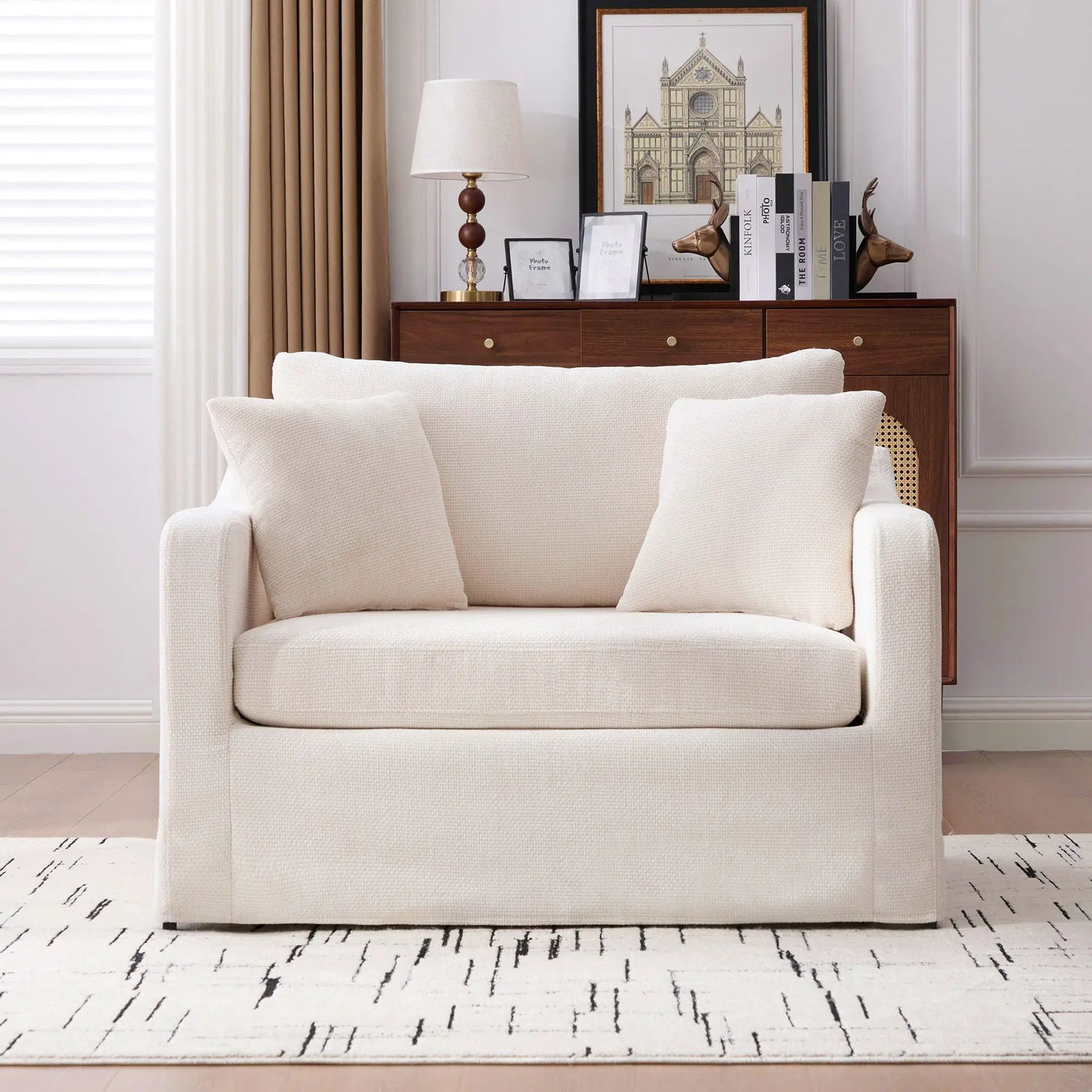 Farmhouse Accent Chair With 2 Bolster Pillows by HouseOfZazla